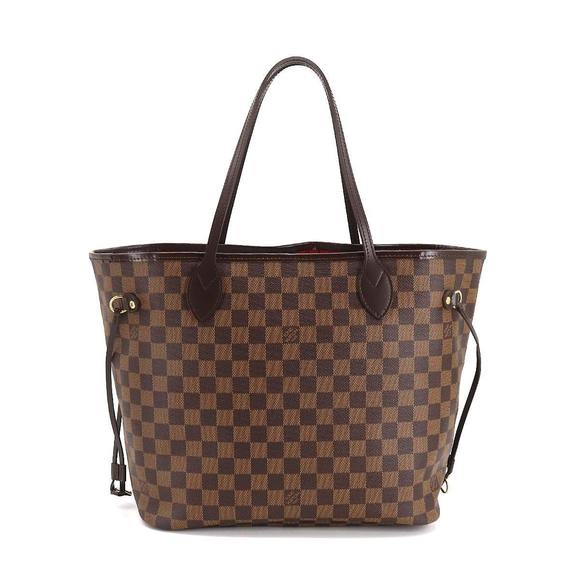 Louis Vuitton Damier Neverfull MM Tote Ebene Cerise Brown Gold Hardware